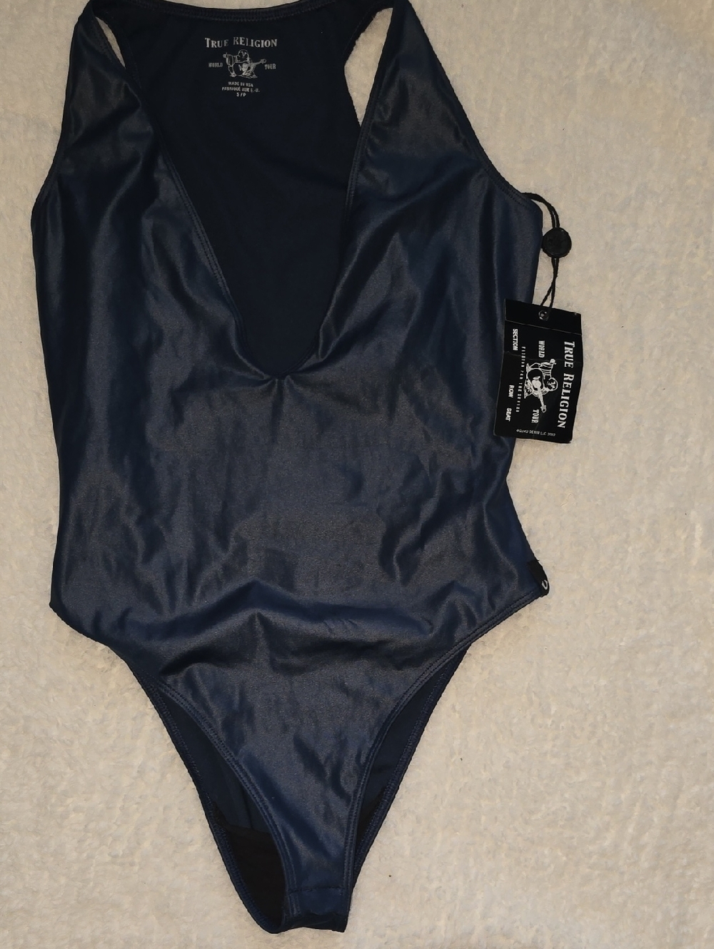 True Religion Performance Plunging Bodysuit Navy